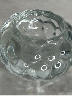 VTG KIG Indonesia Crystal Clear Bubble Raspberry Pattern Votive/Tealight Holder